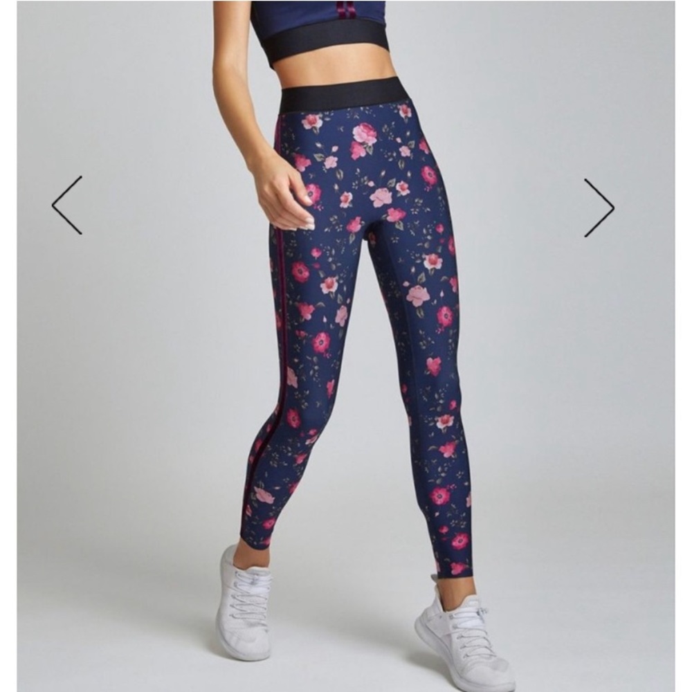 Ultracor Floral Botanical Leggings Side Velvet Stripe Small